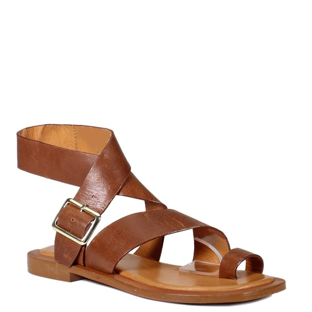 Diba True Women's Cite See Leather Sandal with Adjustable Strap and Toe Ring